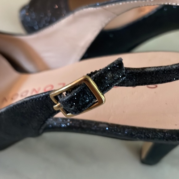 Black glitter open toe heels. - Picture 5 of 7